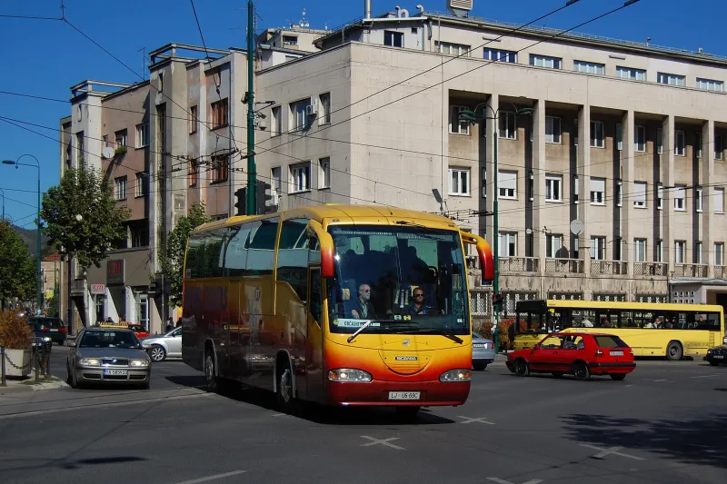 Beno Tours coach on a Sarajevo street