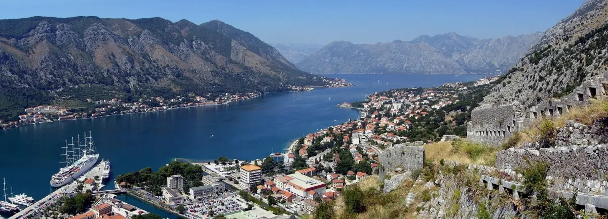 Kotor Old Town and Bay of Kotor viewed from the city wall